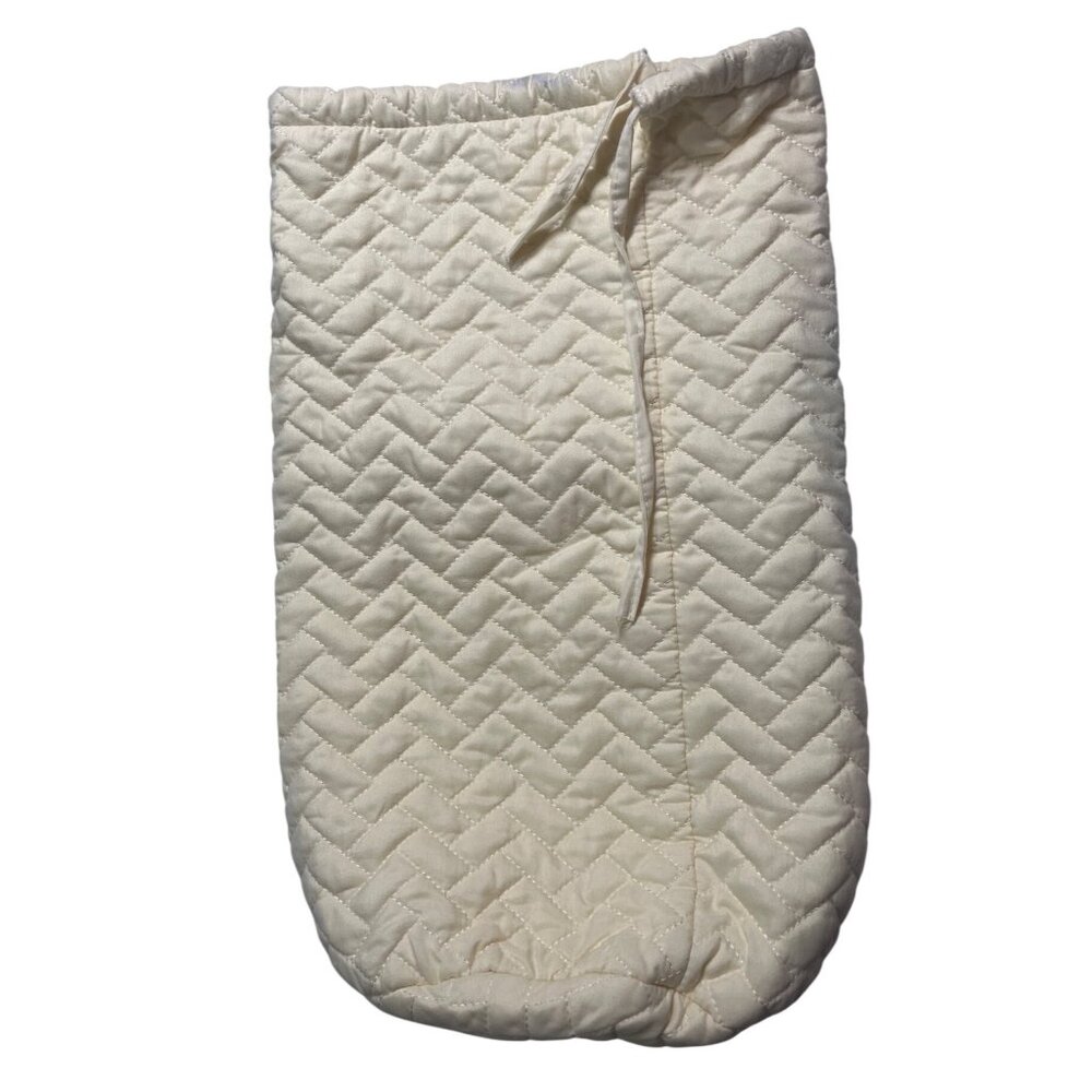 Quilted Yellow Drawstring Pouch 16"x10" Soft Cotton Storage Bag Household Items